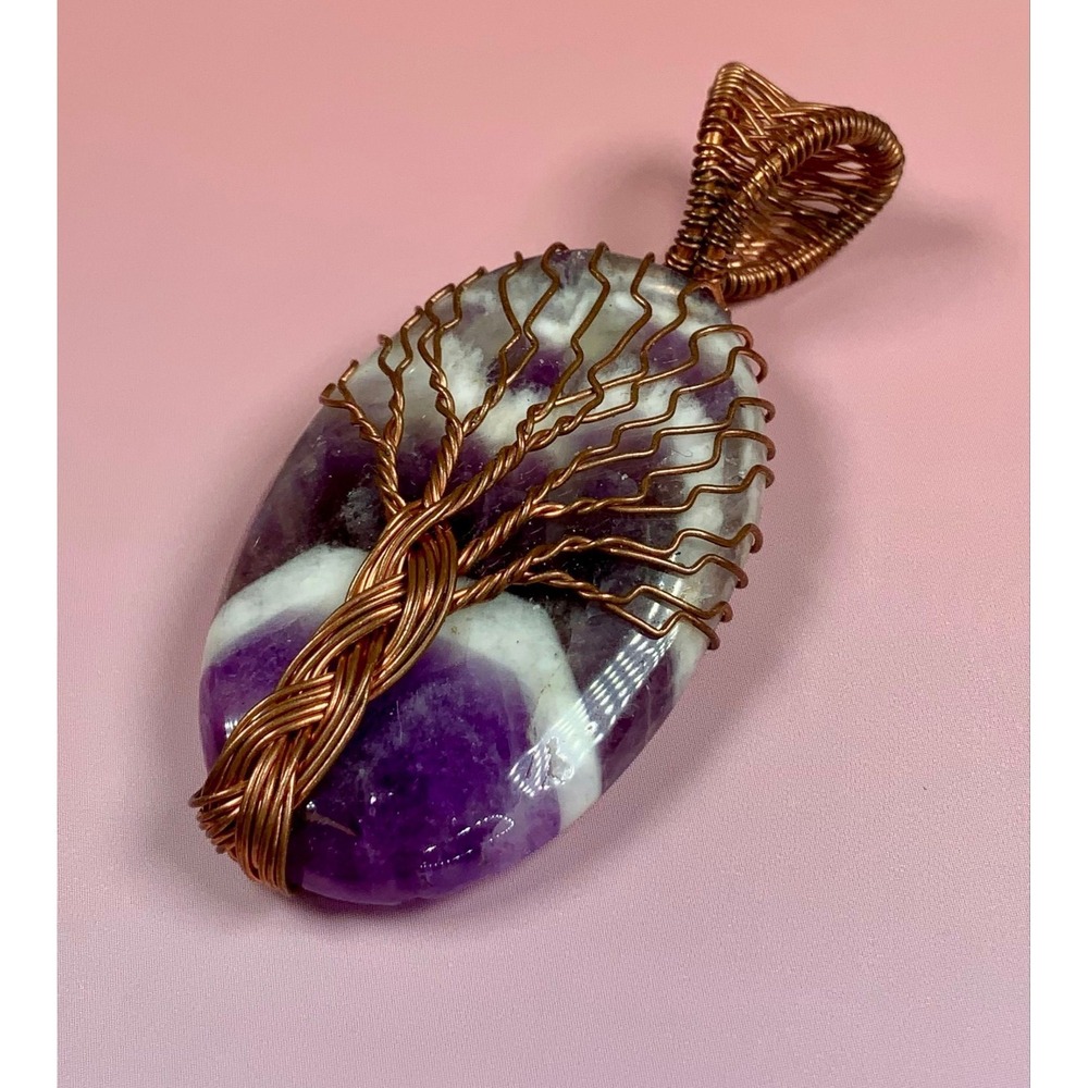 💜🌳 Chevron Amethyst Tree of Life Pendant 🌳💜